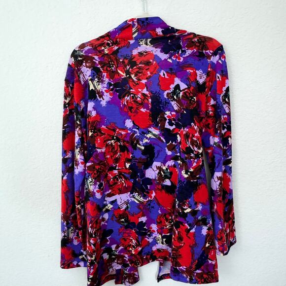 Notations Womens Cardigan Sweater Set Size 1X Knit Floral Classic Office Red - Picture 3 of 8